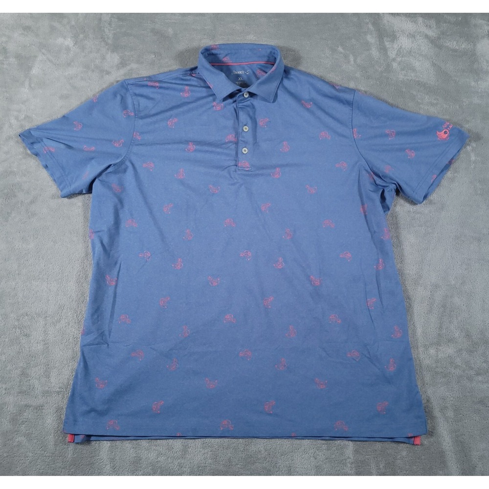 johnnie-O‎ Polo Shirt Mens XL Flamingo Floaty Lake Short Sleeve Golf Performance